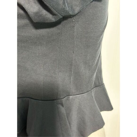 Sandro Paris Women's Asymmetric Peplum Floral Patch Embroidered Tee Black Size 4 - Picture 7 of 15